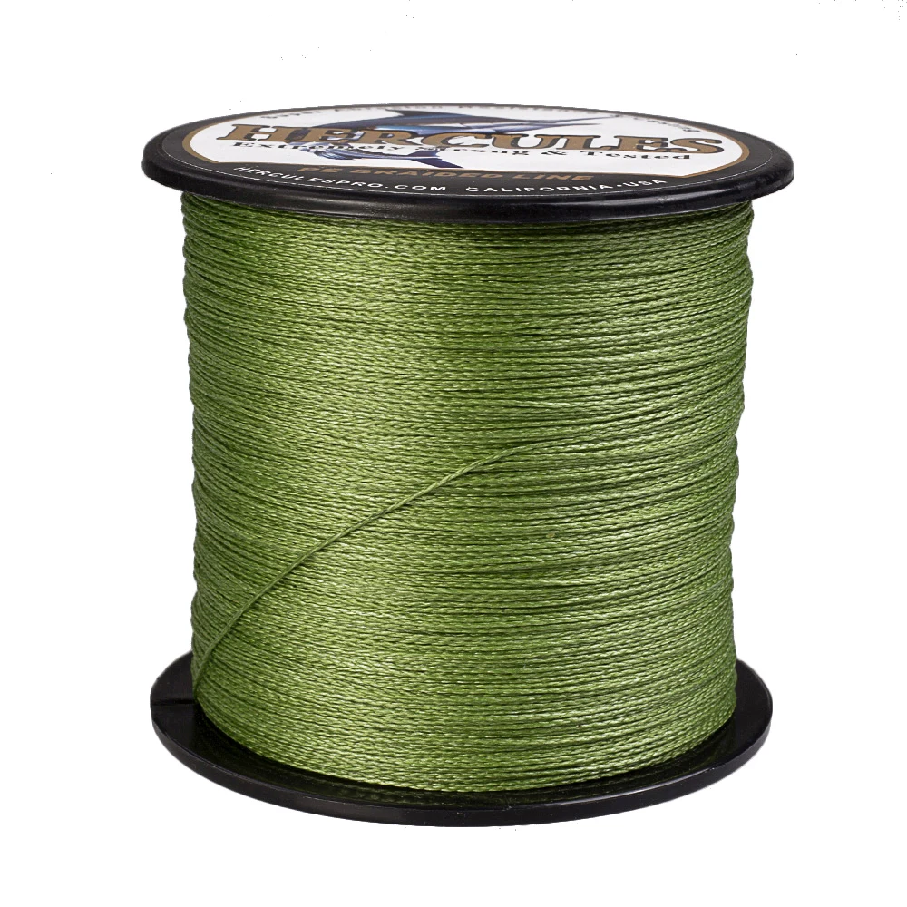 Hercules Braid Fishing Line PE Army Green 4 Strands 100M 300M 500M 1000M 1500M 2000M Fishing6LB-100LB Weave Super Strong Threads