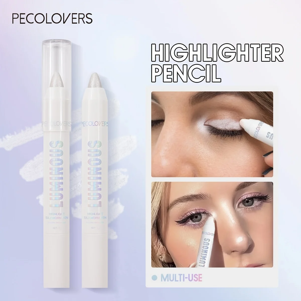 Brightening Highlighter Pen, Long Lasting Waterproof, Smooth Matte Pearly Glitter White Silvery Eyeliner Eyeshadow Stick