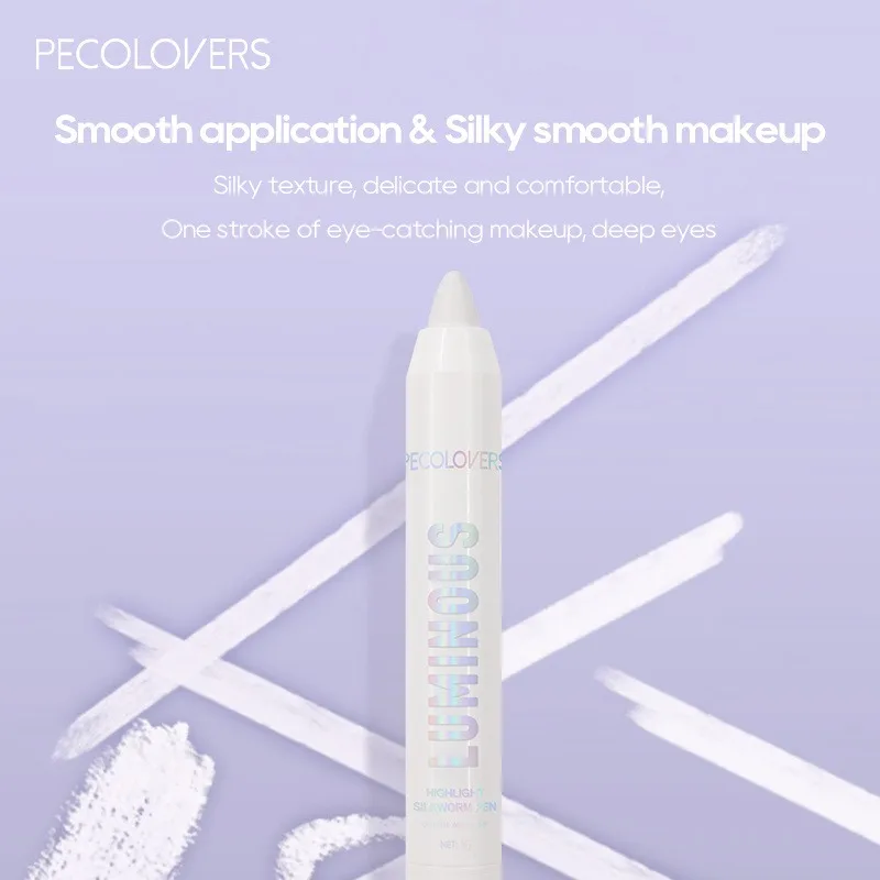 Brightening Highlighter Pen, Long Lasting Waterproof, Smooth Matte Pearly Glitter White Silvery Eyeliner Eyeshadow Stick