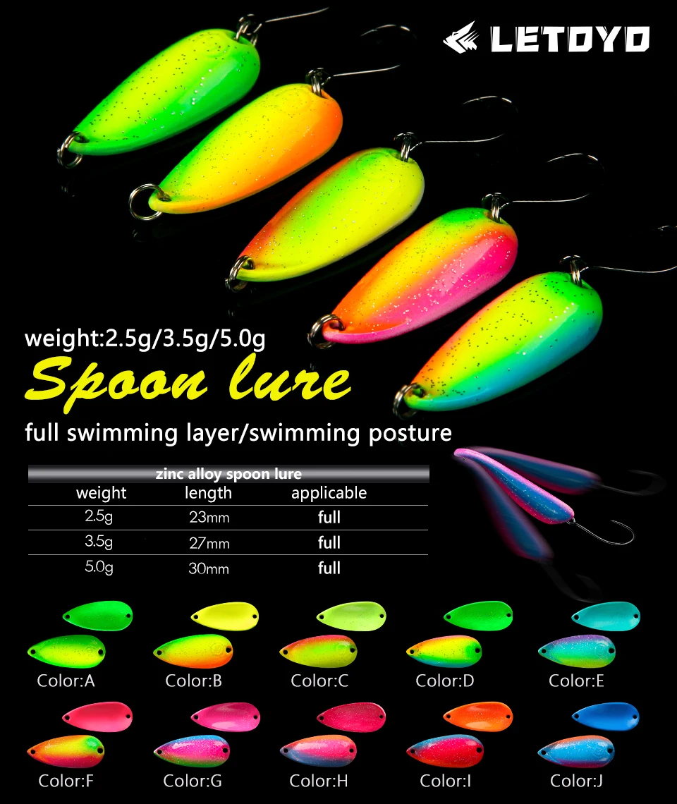LETOYO 2.5g-5g Cicada Spoon Lure Freshwater Spinner Bait Wobblers Lure Hard Bait Artificial Trout Pesca Fishing Lure Area Trout