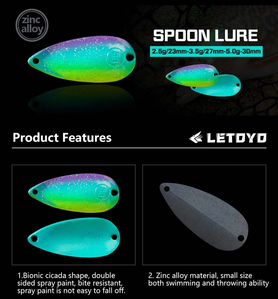 LETOYO 2.5g-5g Cicada Spoon Lure Freshwater Spinner Bait Wobblers Lure Hard Bait Artificial Trout Pesca Fishing Lure Area Trout