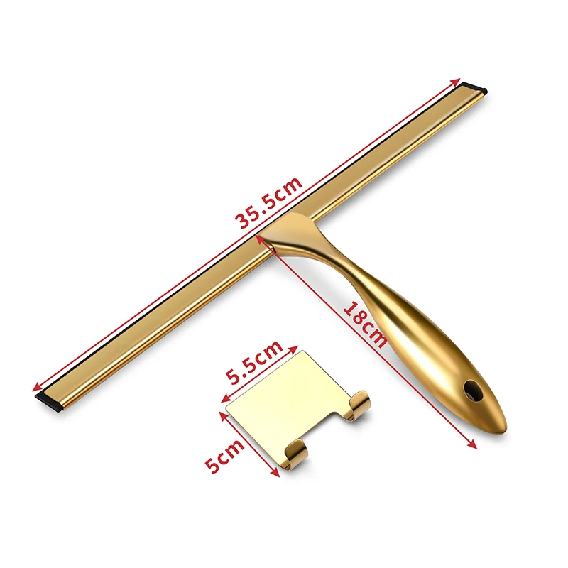 Shower Squeegee 10-14'' INCH Stainless Steel Squeegee with Hook Bathroom Shower Doors Mirrors Tiles Car Windows Kitchen Cleaner