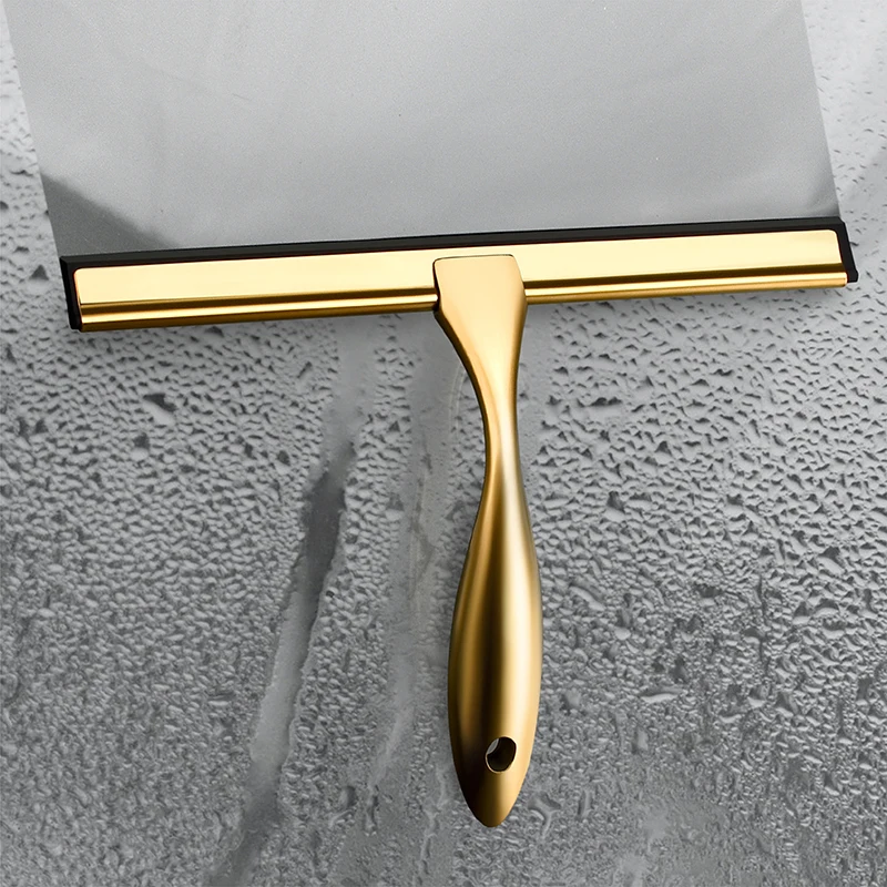 Shower Squeegee 10-14'' INCH Stainless Steel Squeegee with Hook Bathroom Shower Doors Mirrors Tiles Car Windows Kitchen Cleaner