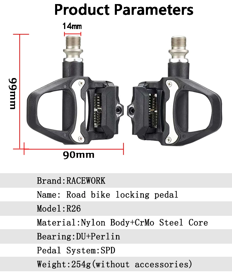 RACEWORK Road Bike Pedal Bearing Self-Locking Pedal For SHIMANO SPD SL System Bicycele Parts