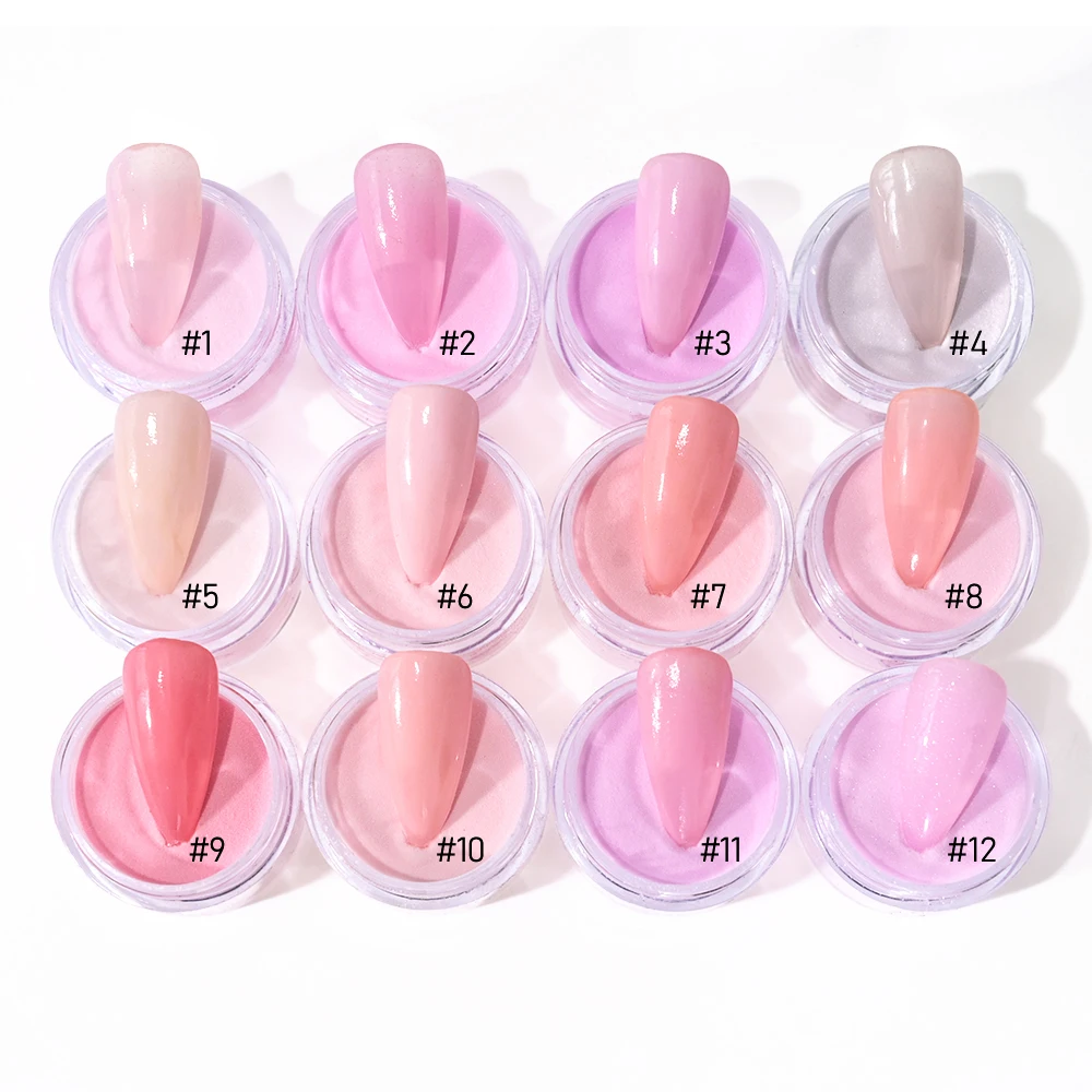 12Color Nude Pink 3In1 Professional Acrylic Powder Set 12Jar Dip & Acrylic Nail Extensions Structure Dust Acrylic Powders 10g