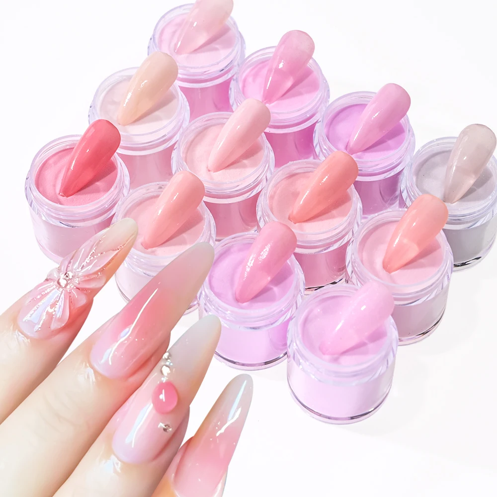 12Color Nude Pink 3In1 Professional Acrylic Powder Set 12Jar Dip & Acrylic Nail Extensions Structure Dust Acrylic Powders 10g