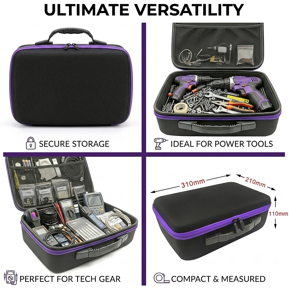 DIY Foam Hard Carry Case Storage Box Travel Zipper Bag Personalization Shockproof Camera Bag For Outdoor Tool Accessories