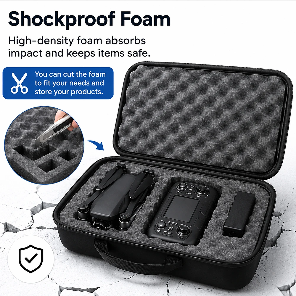 DIY Foam Hard Carry Case Storage Box Travel Zipper Bag Personalization Shockproof Camera Bag For Outdoor Tool Accessories
