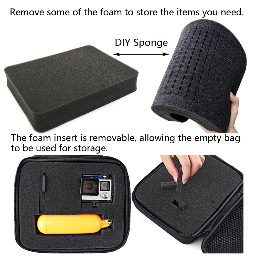 DIY Foam Hard Carry Case Storage Box Travel Zipper Bag Personalization Shockproof Camera Bag For Outdoor Tool Accessories