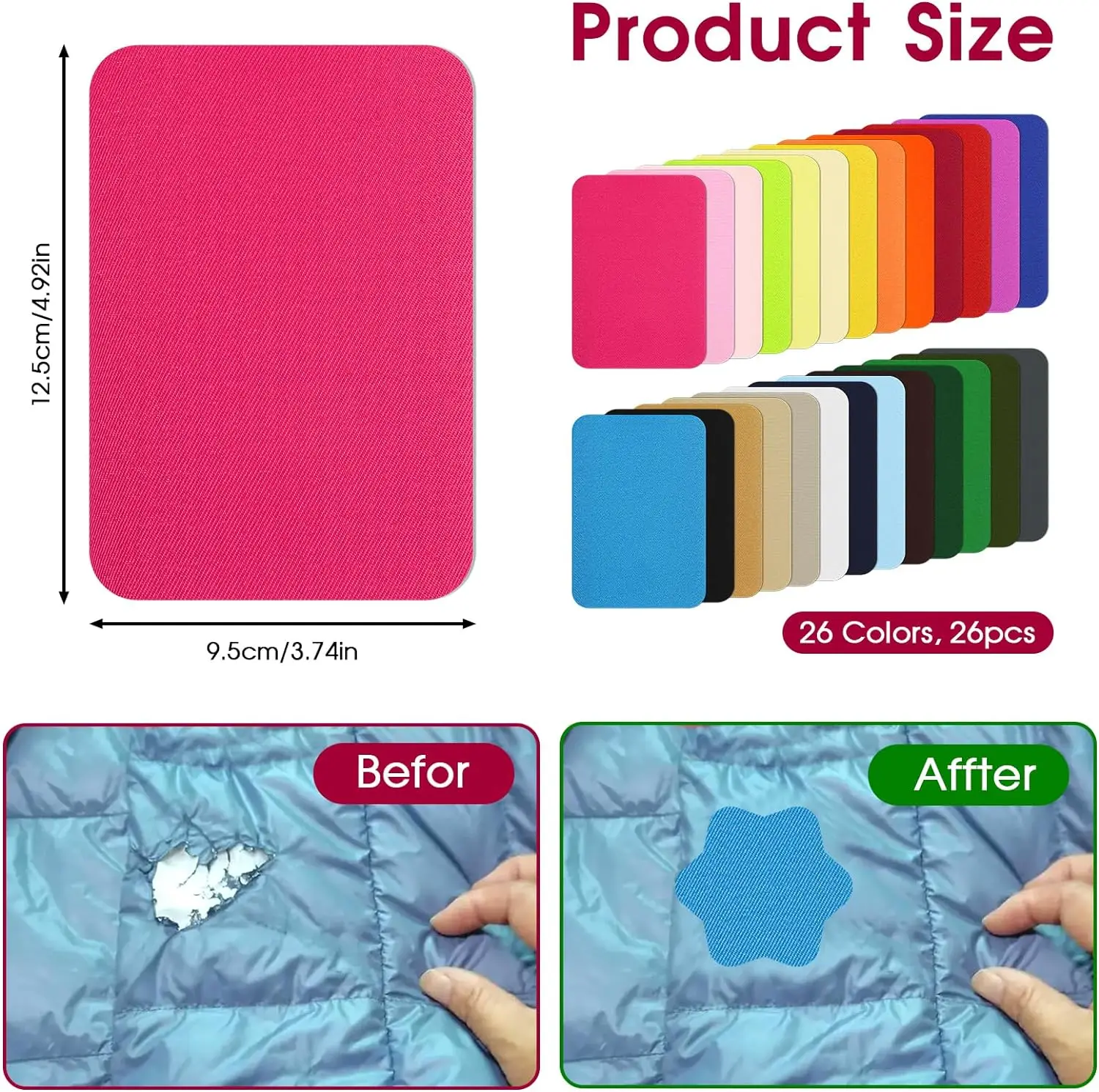 4Pcs Iron on Patches for Clothing Repair Multi-Colored Fabric Patches for Jeans and Clothings Repair and Quality Ironon Patches