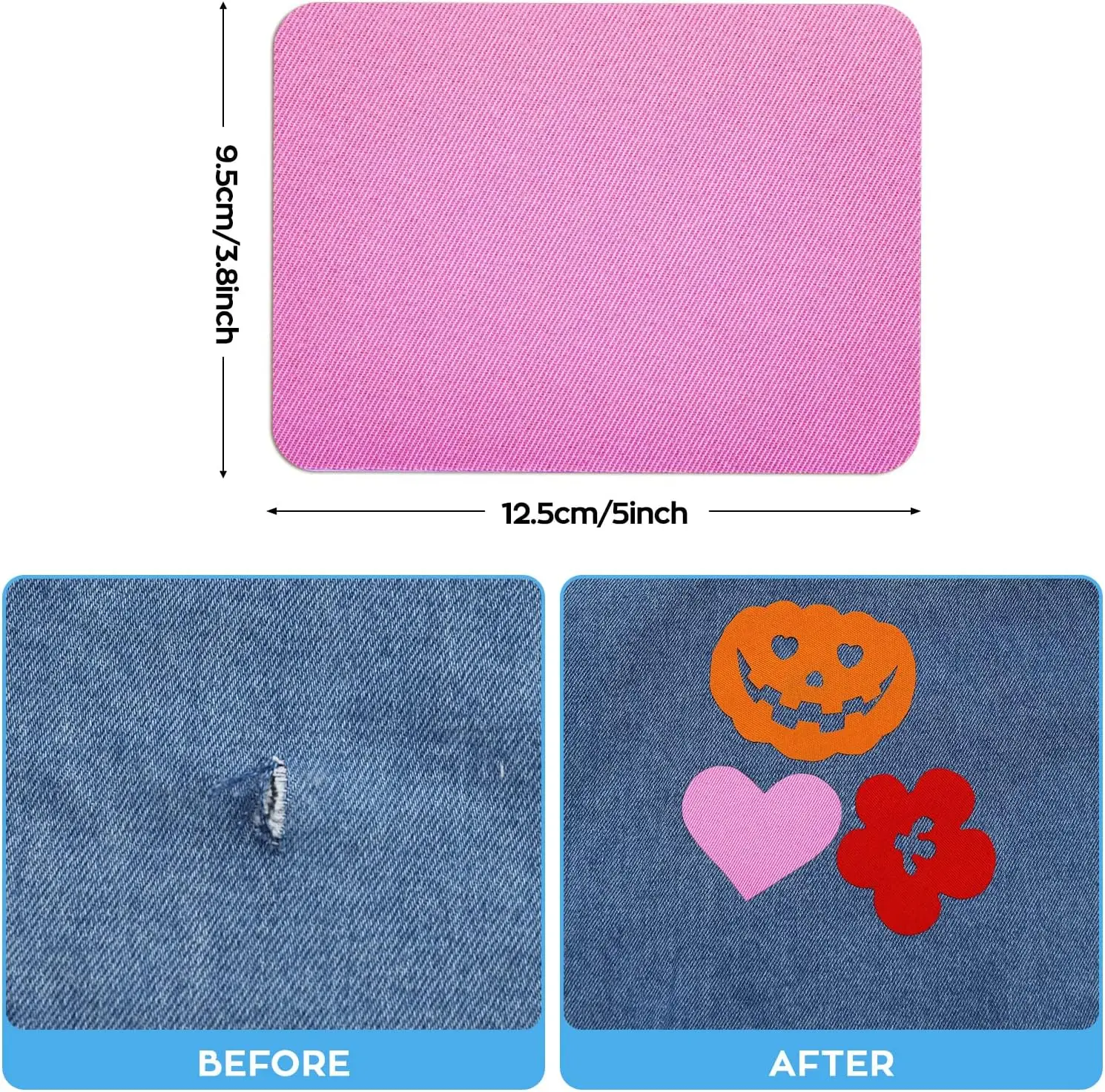 4Pcs Iron on Patches for Clothing Repair Multi-Colored Fabric Patches for Jeans and Clothings Repair and Quality Ironon Patches