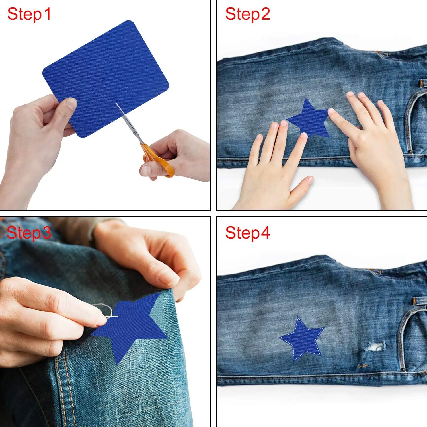4Pcs Iron on Patches for Clothing Repair Multi-Colored Fabric Patches for Jeans and Clothings Repair and Quality Ironon Patches