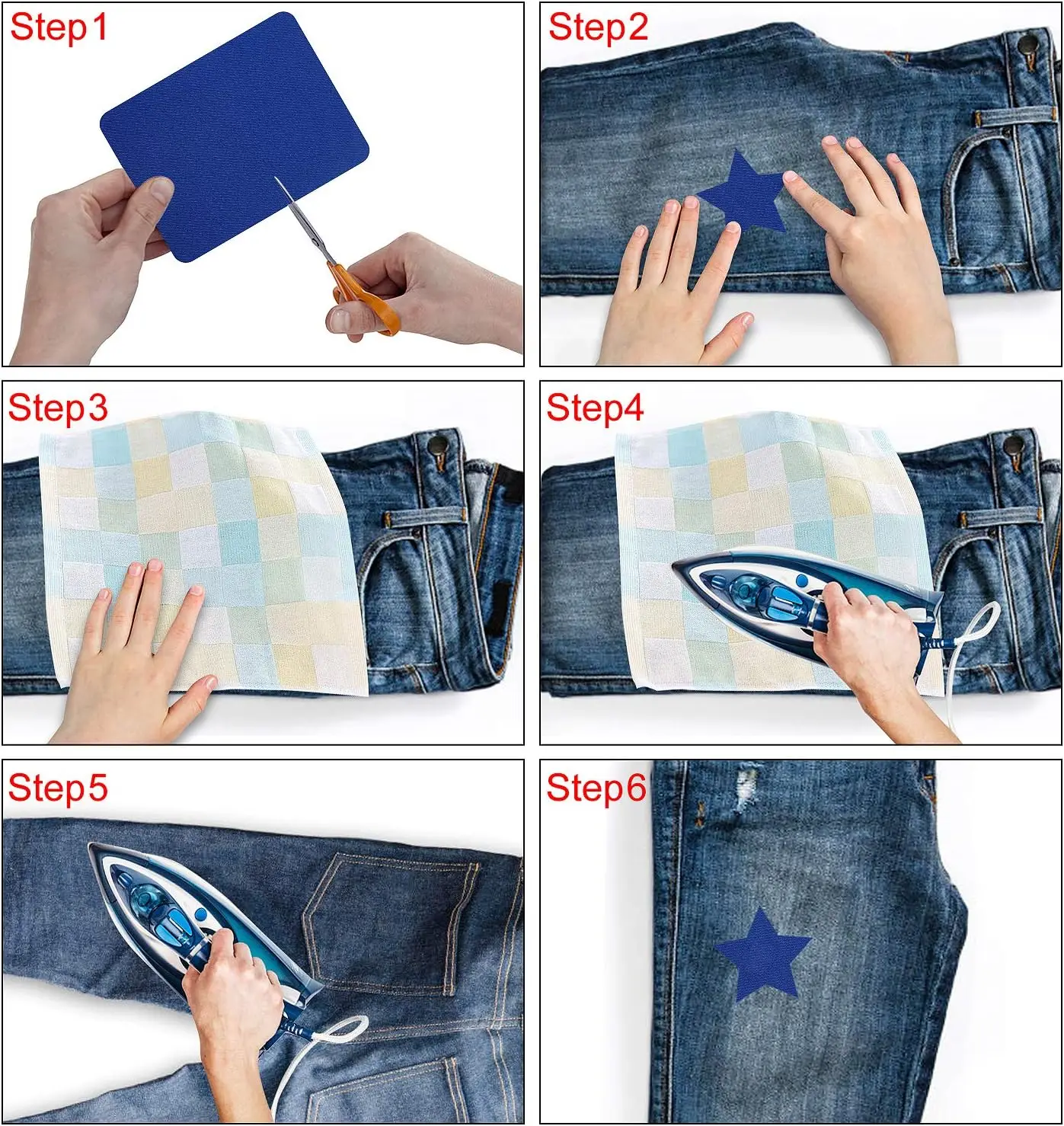 4Pcs Iron on Patches for Clothing Repair Multi-Colored Fabric Patches for Jeans and Clothings Repair and Quality Ironon Patches