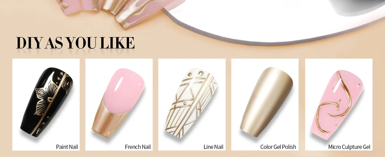 BORN PRETTY Metallic Painting Gel Nail Polish Chromes Gold Silver Metal Effect Super Bright Draw Line French Nail Gel 5ml