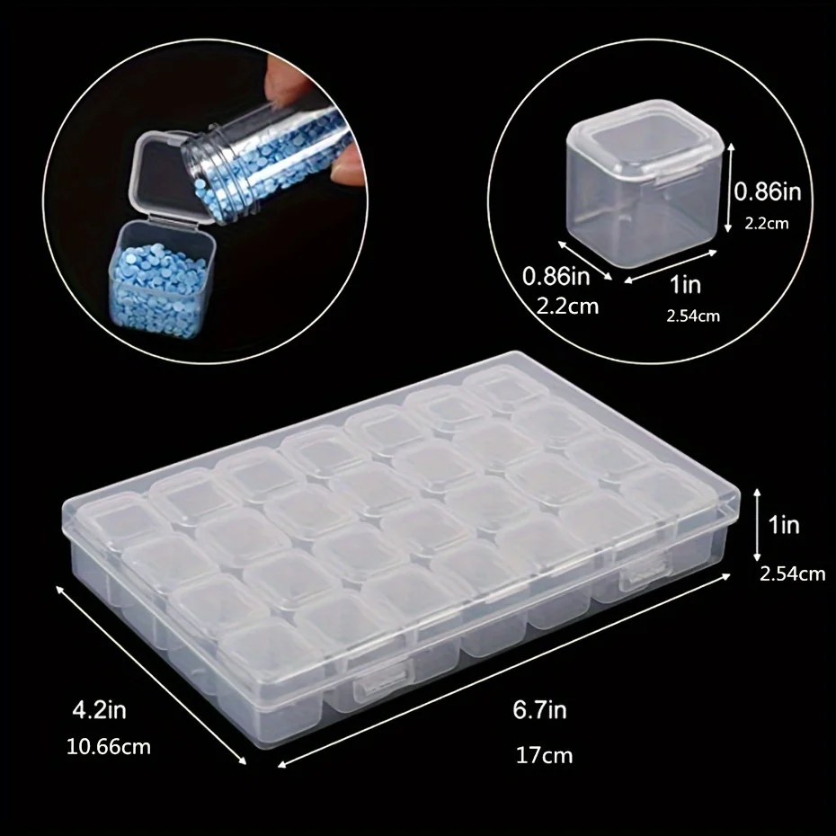 1 Set Of 28/56 Grids, DIY Diamond Painting Tool, Jewelry Nail Loose Bead Organizer, Independent Rice Bead Storage Container, Mul