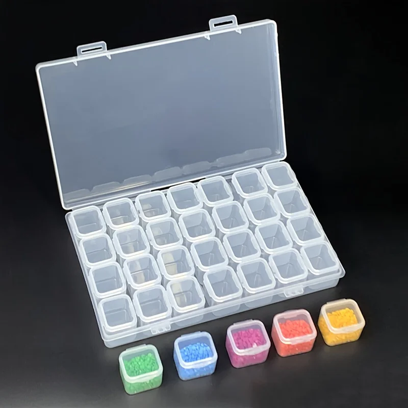 1 Set Of 28/56 Grids, DIY Diamond Painting Tool, Jewelry Nail Loose Bead Organizer, Independent Rice Bead Storage Container, Mul