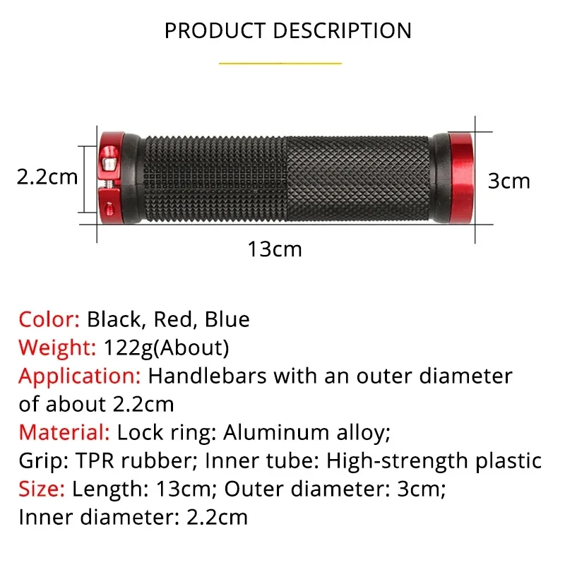 Bicycle Handle Bar Grips Road Mountain Bike Rubber Handlebar Grips MTB Alloy Bilateral Lock Non-slip Grips Cycling Accessories