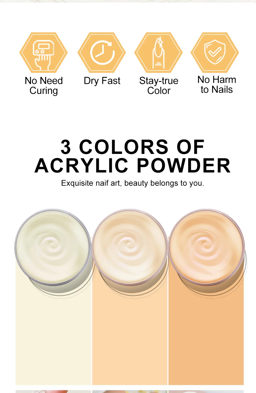 120g Acrylic Powder with Clear Pink White 3 Colors Nail Manicure Tips Nail Art Design Decoration Builder Tools