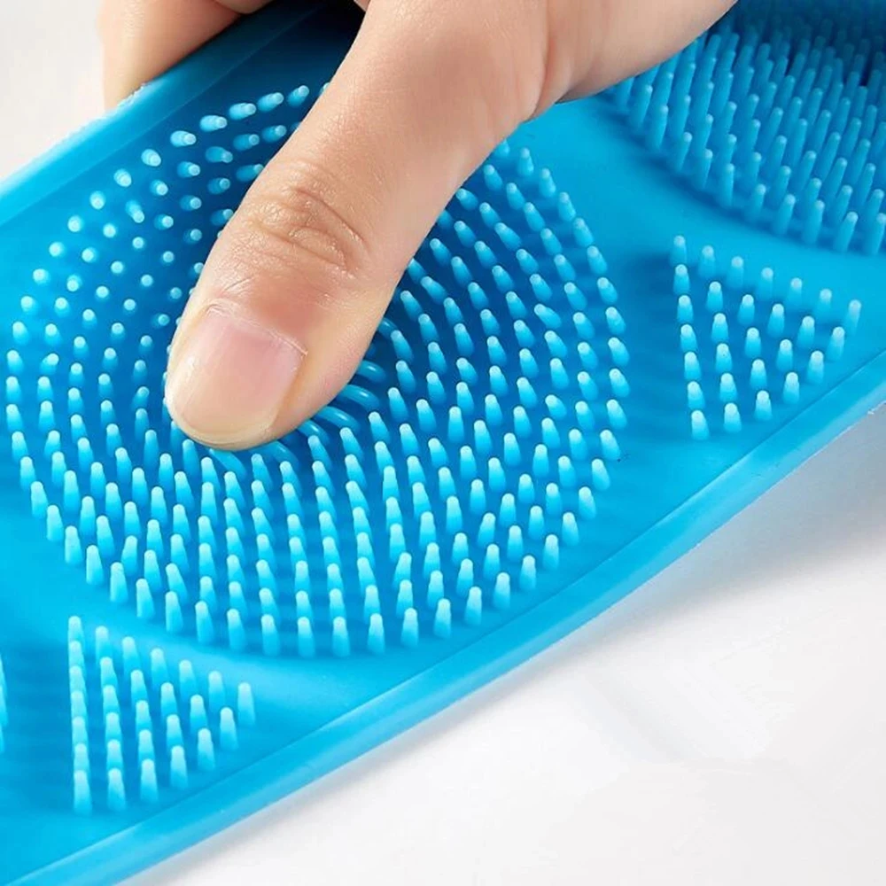 Silicone Body Scrubber Bath Brush, Exfoliating Shower Brush Bath Belt With Extra Long Strip And Handle For Easy Back Exfoliating