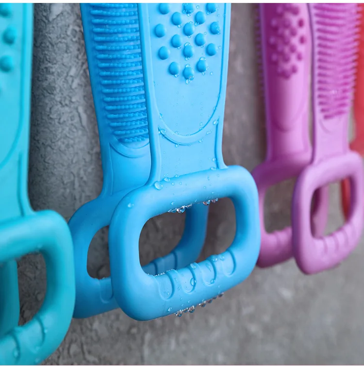 Silicone Body Scrubber Bath Brush, Exfoliating Shower Brush Bath Belt With Extra Long Strip And Handle For Easy Back Exfoliating