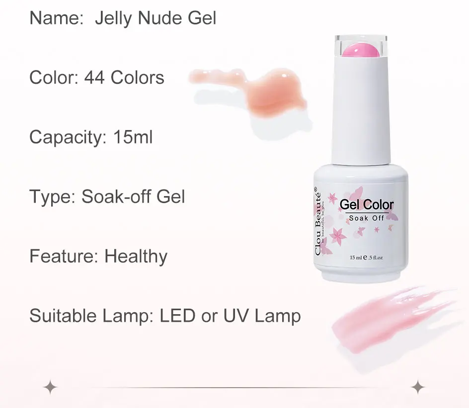 Clou Beaute Jelly Color UV Gel Manicure Summer Pink Nude Gel Nail Rainbow Nail Supplies For Professionals Semi-permanent Varnish