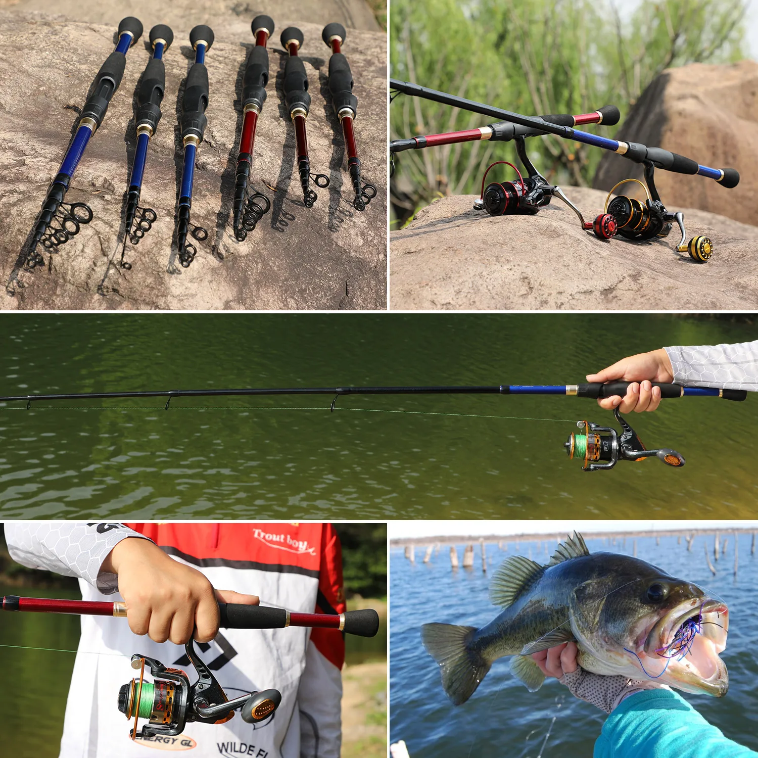 Sougayilang Telescopic Fishing Rod 1.8-2.4m Ultralight Spinning/Casting Rod for Fishing Carbon Fiber Fishing Pole Tackle Pesca