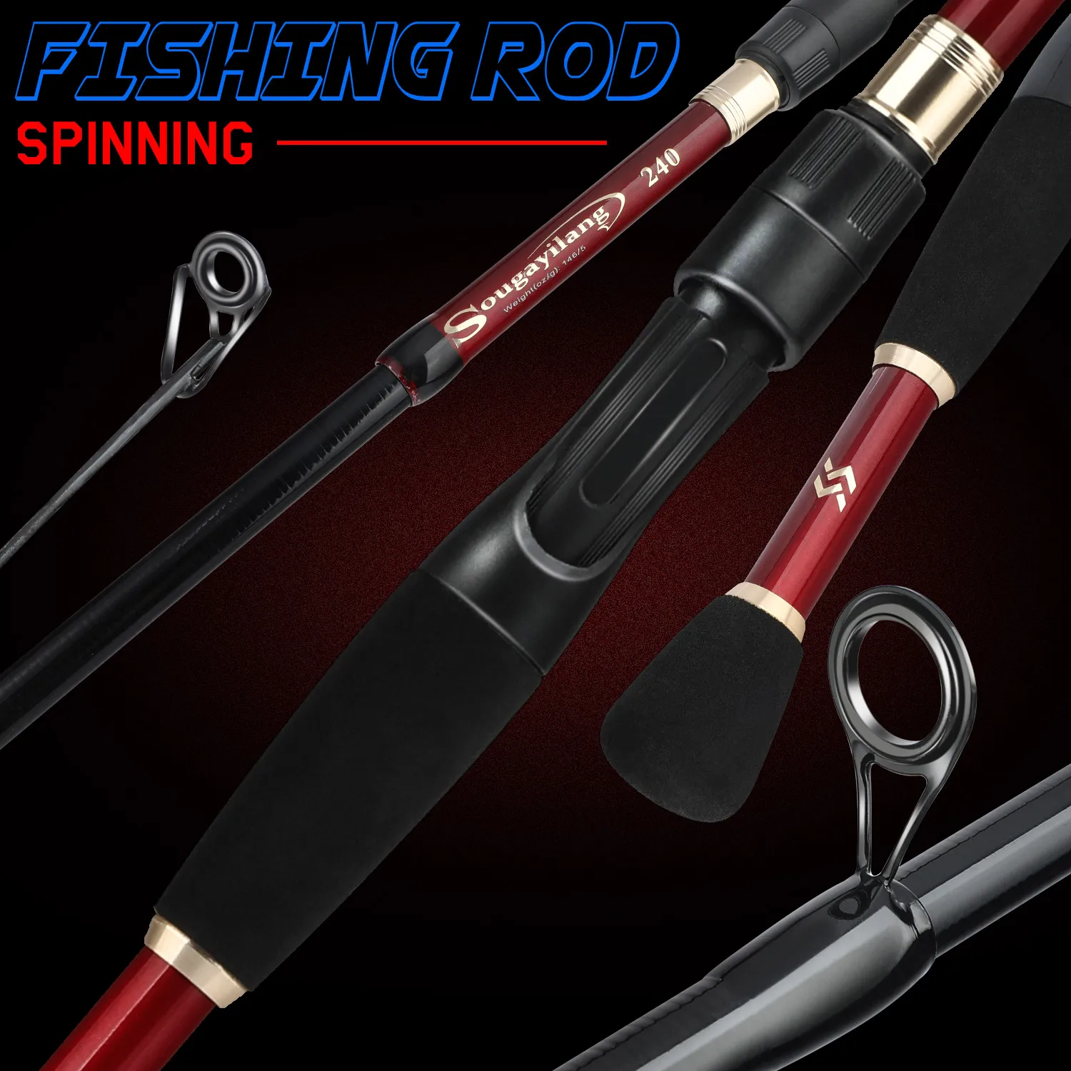 Sougayilang Telescopic Fishing Rod 1.8-2.4m Ultralight Spinning/Casting Rod for Fishing Carbon Fiber Fishing Pole Tackle Pesca