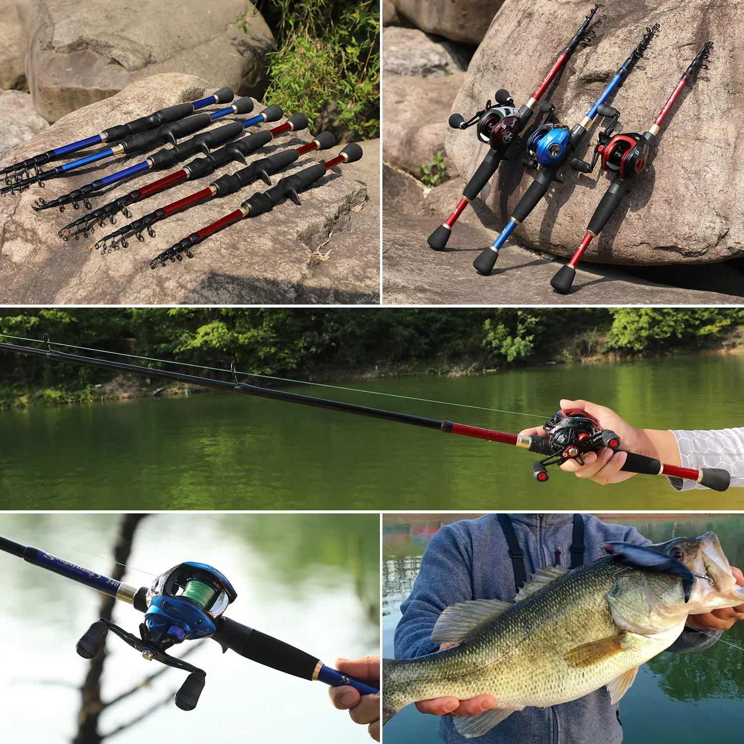 Sougayilang Telescopic Fishing Rod 1.8-2.4m Ultralight Spinning/Casting Rod for Fishing Carbon Fiber Fishing Pole Tackle Pesca