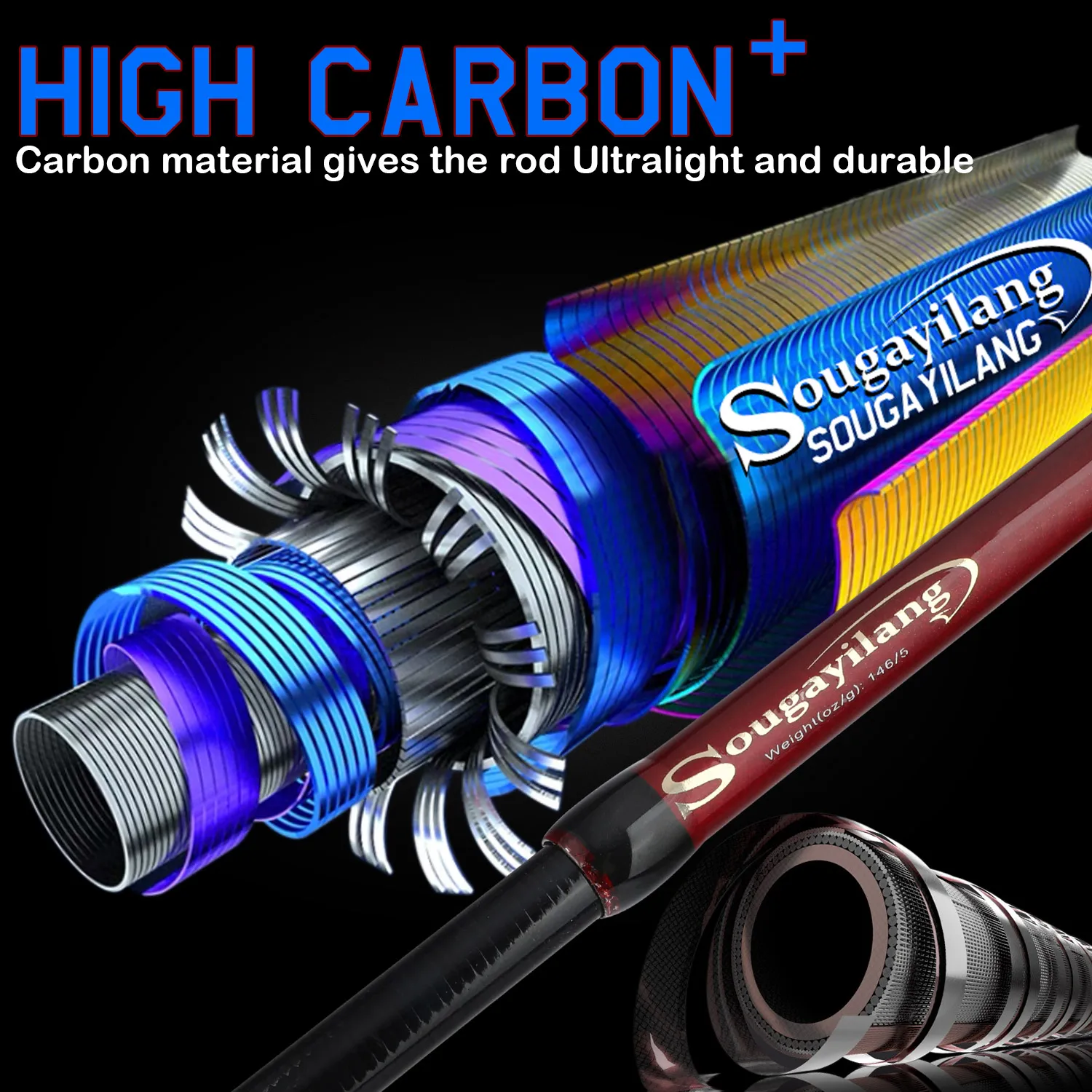 Sougayilang Telescopic Fishing Rod 1.8-2.4m Ultralight Spinning/Casting Rod for Fishing Carbon Fiber Fishing Pole Tackle Pesca