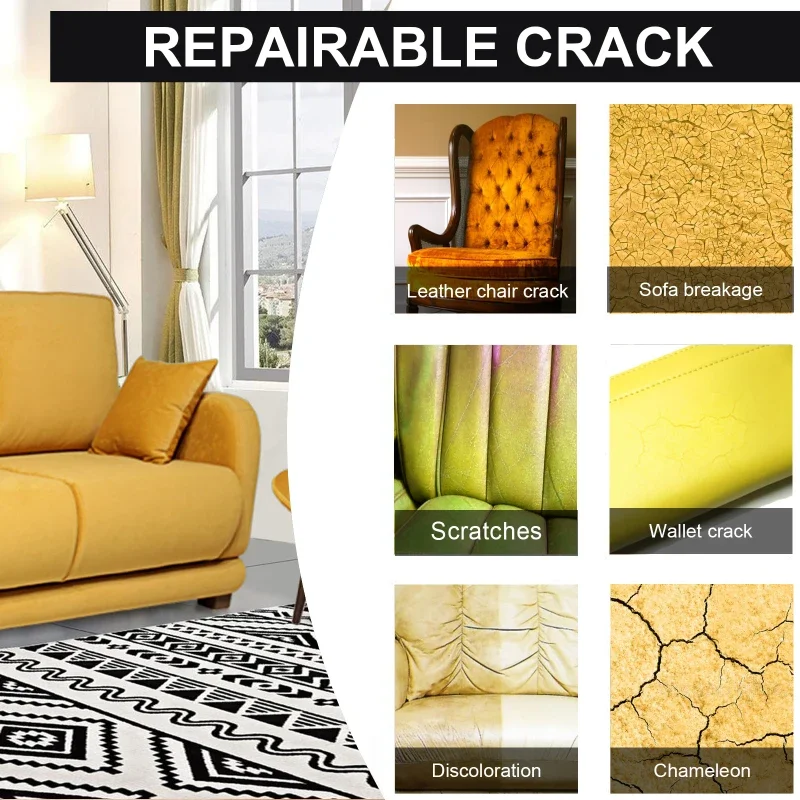20ml Leather Repair Gel Complementary Colors Repair Scratches Cracks Car Seats Sofa Accessories Kit Home Household Cleaning