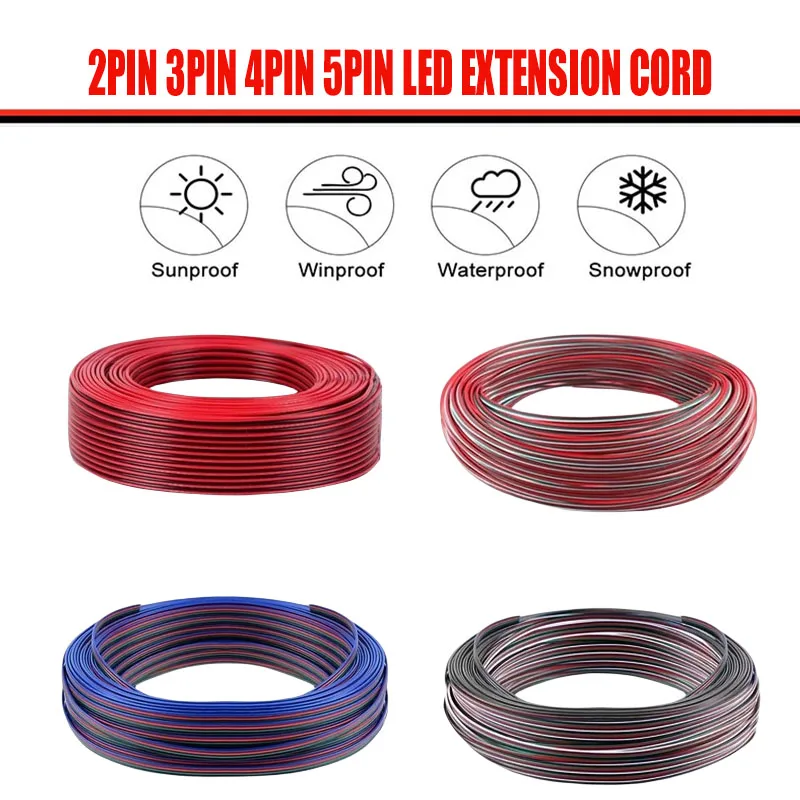 22AWG 20 AWG 2/3/4 Pin Conductor Wire with Spool, PVC 300V 80°C Household Electronics Wire (32.8FT) for LED Strip Cables