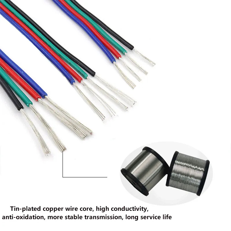 22AWG 20 AWG 2/3/4 Pin Conductor Wire with Spool, PVC 300V 80°C Household Electronics Wire (32.8FT) for LED Strip Cables