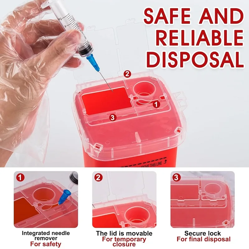 6/3/1PCS Waste Bin Collection Container 1L Plastic Tattoo Waste Box Medical Supplies Container Tattoo Needle Tip Accessories