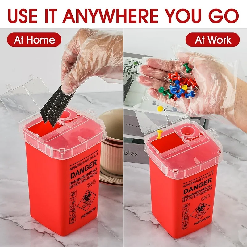 6/3/1PCS Waste Bin Collection Container 1L Plastic Tattoo Waste Box Medical Supplies Container Tattoo Needle Tip Accessories