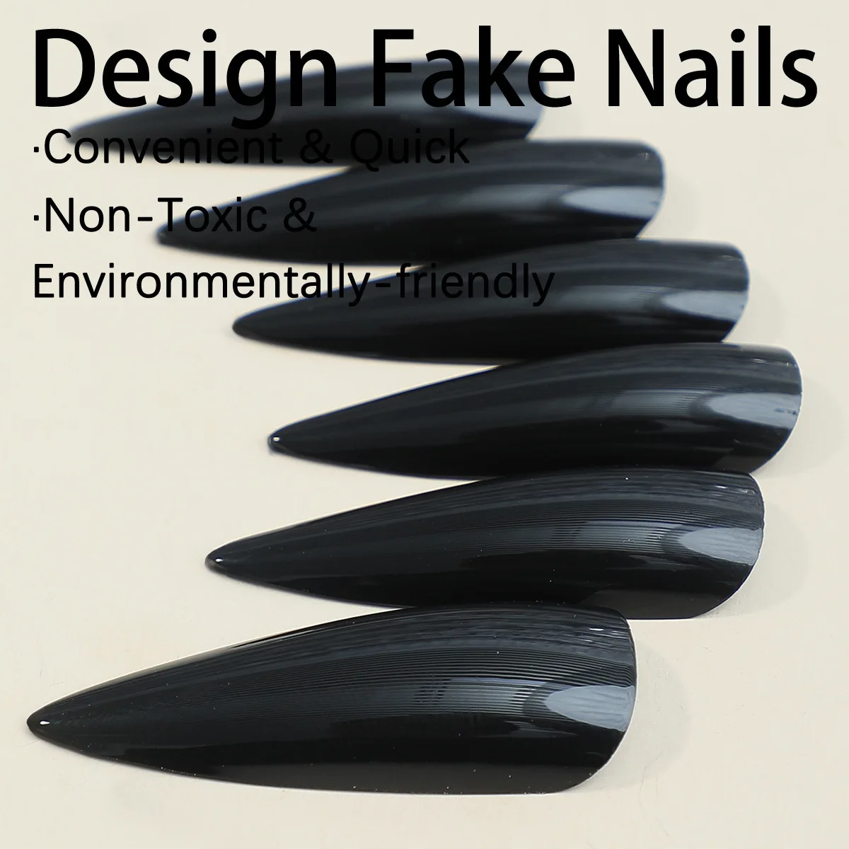 Transform Your Nails With 24pcs Extra Long Stiletto French Style Modern Classic Simple BLACK Solid Color Full Cover Fake Nail Ki