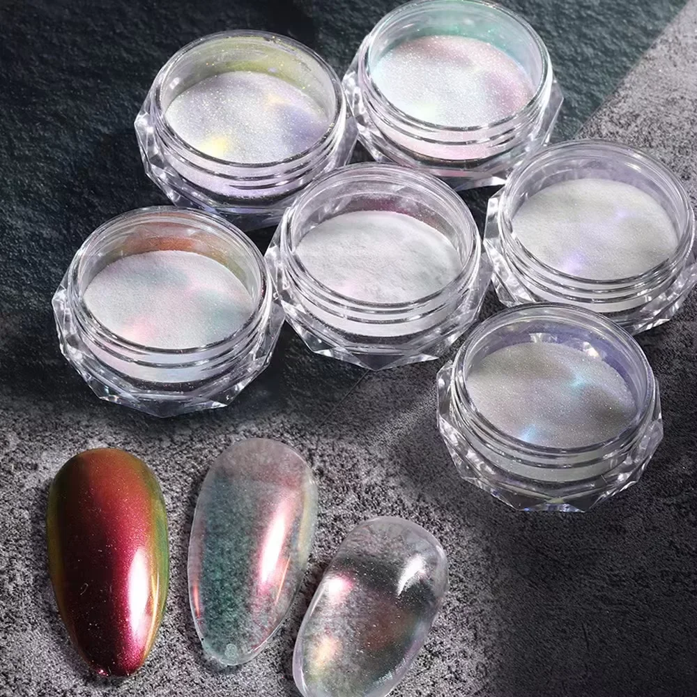 1 G 1 PCS Nail Powder Nail Pigment Holographic Mirrorlridescent Mermaid Rubbing Dust Glitter Gel Polish Manicure Decoration