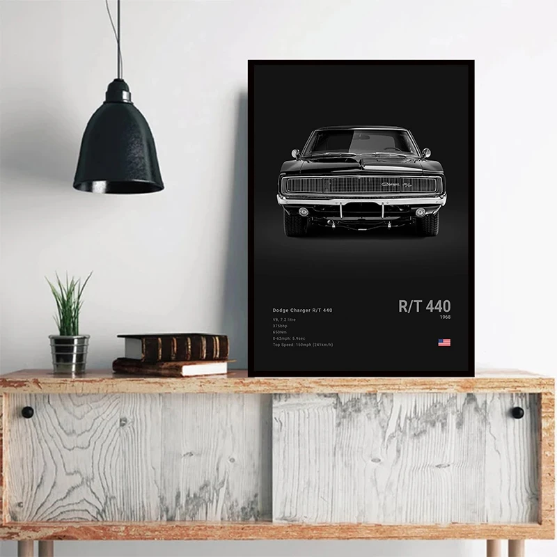 Dodge Challenger SRT Hellcat Redeye Poster Print Canvas Painting Sports Car Photography Art Modern Office Living Room Decoration