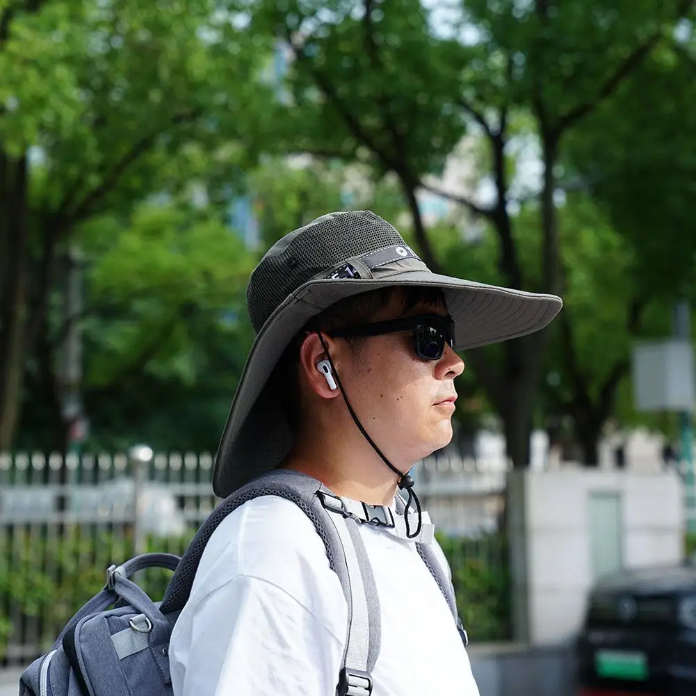 Summer Large Sun Hat Men Women Breathable Fishing Caps Sun UV Protection Mesh Fisherman Hat Hiking Outdoor Beach Cap