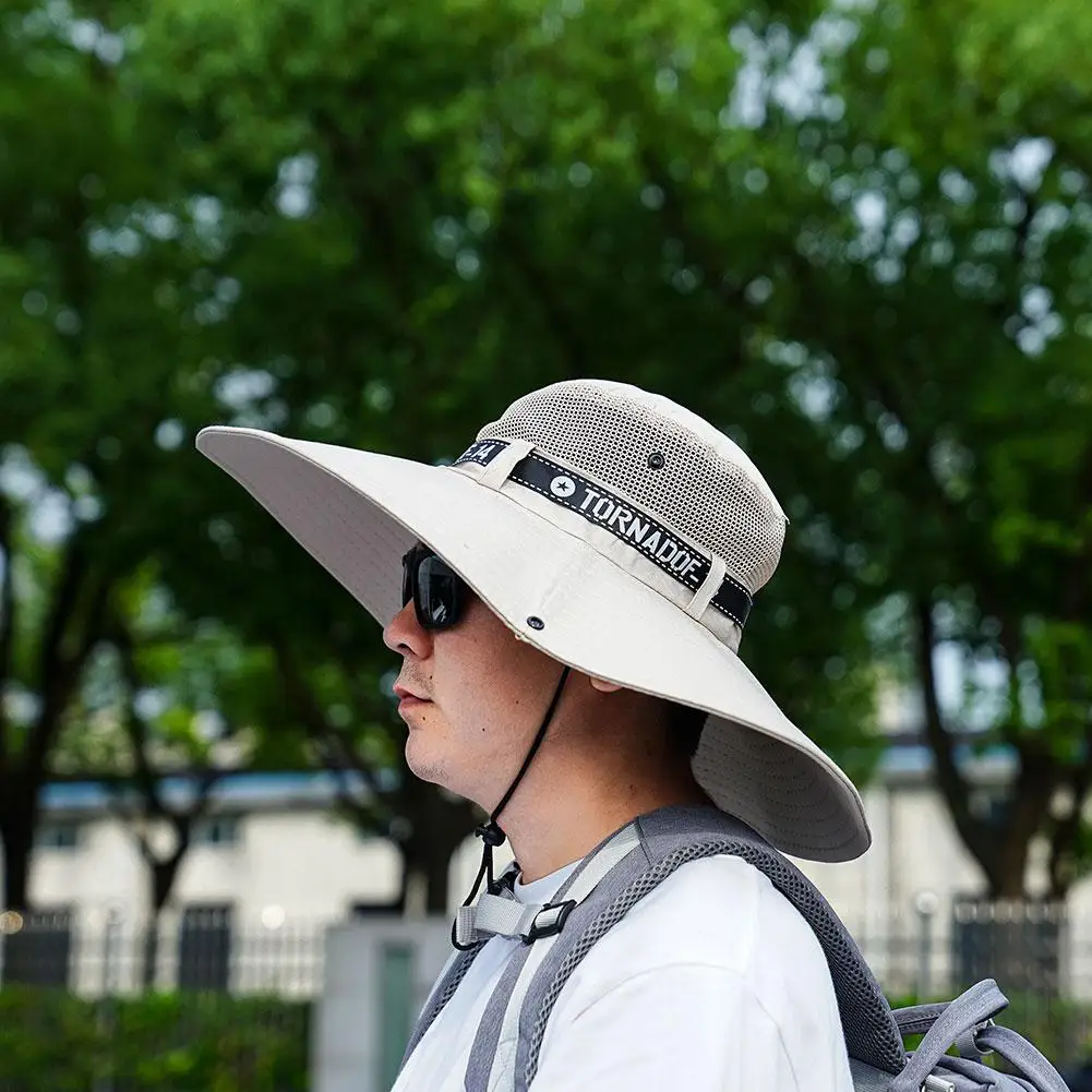 Summer Large Sun Hat Men Women Breathable Fishing Caps Sun UV Protection Mesh Fisherman Hat Hiking Outdoor Beach Cap