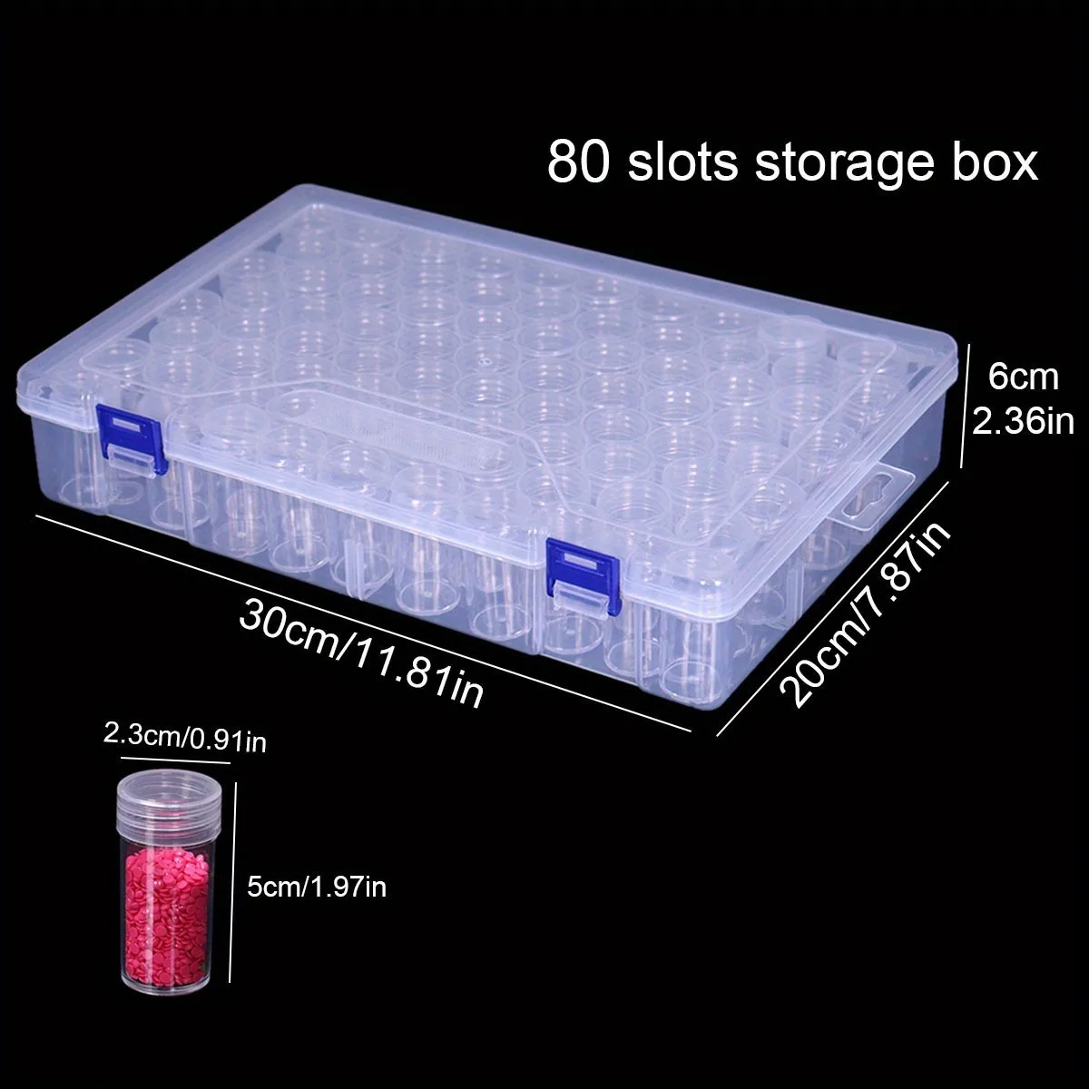 1pc 24/38/48/60/80 Slots Plastic Storage Box, DIY Diamond Painting Beads Charms Jewelry Accessories Organizer Box