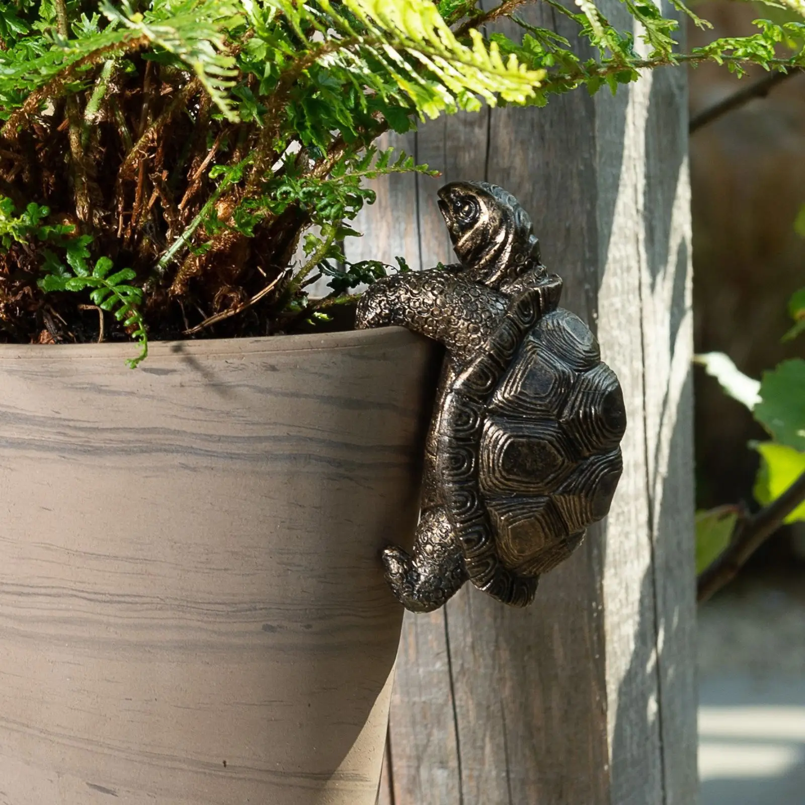 Rustic Resin Turtle Planter Pendant, Garden Statue, Outdoor Bonsai Flower Pot Decor, Creative Turtle Sculpture For Garden