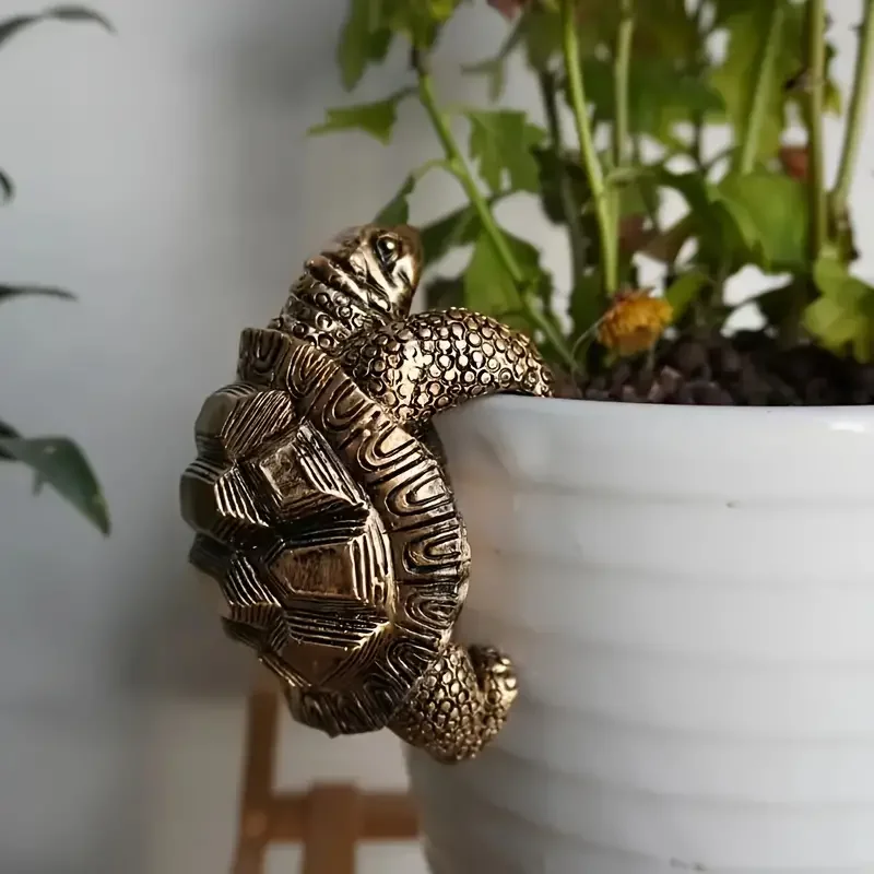 Rustic Resin Turtle Planter Pendant, Garden Statue, Outdoor Bonsai Flower Pot Decor, Creative Turtle Sculpture For Garden