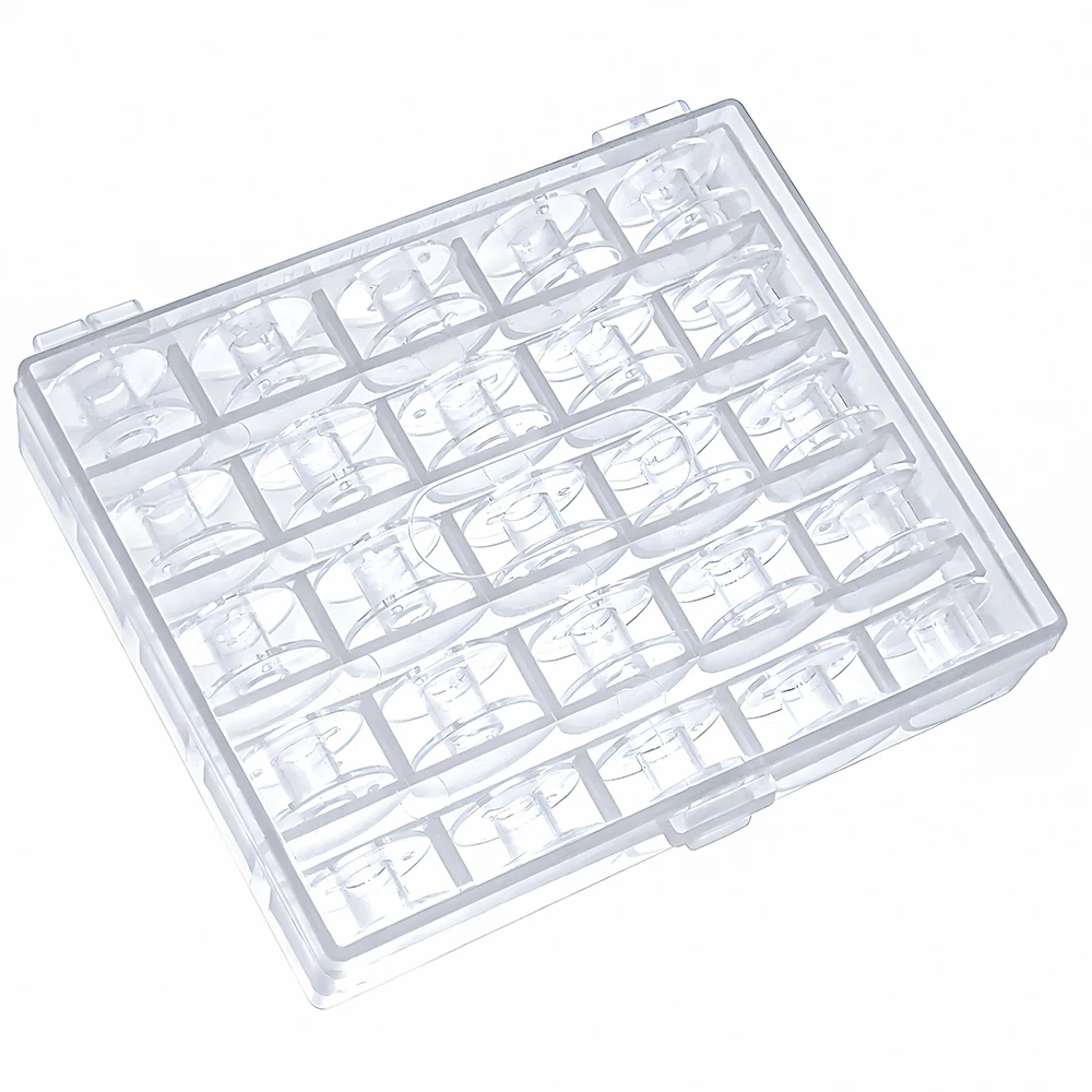 25 Grid Blue Clear Empty Bobbins Storage Box Plastic Bobbins Spool Storage Box For Household DIY Sewing Machine Accessories Tool