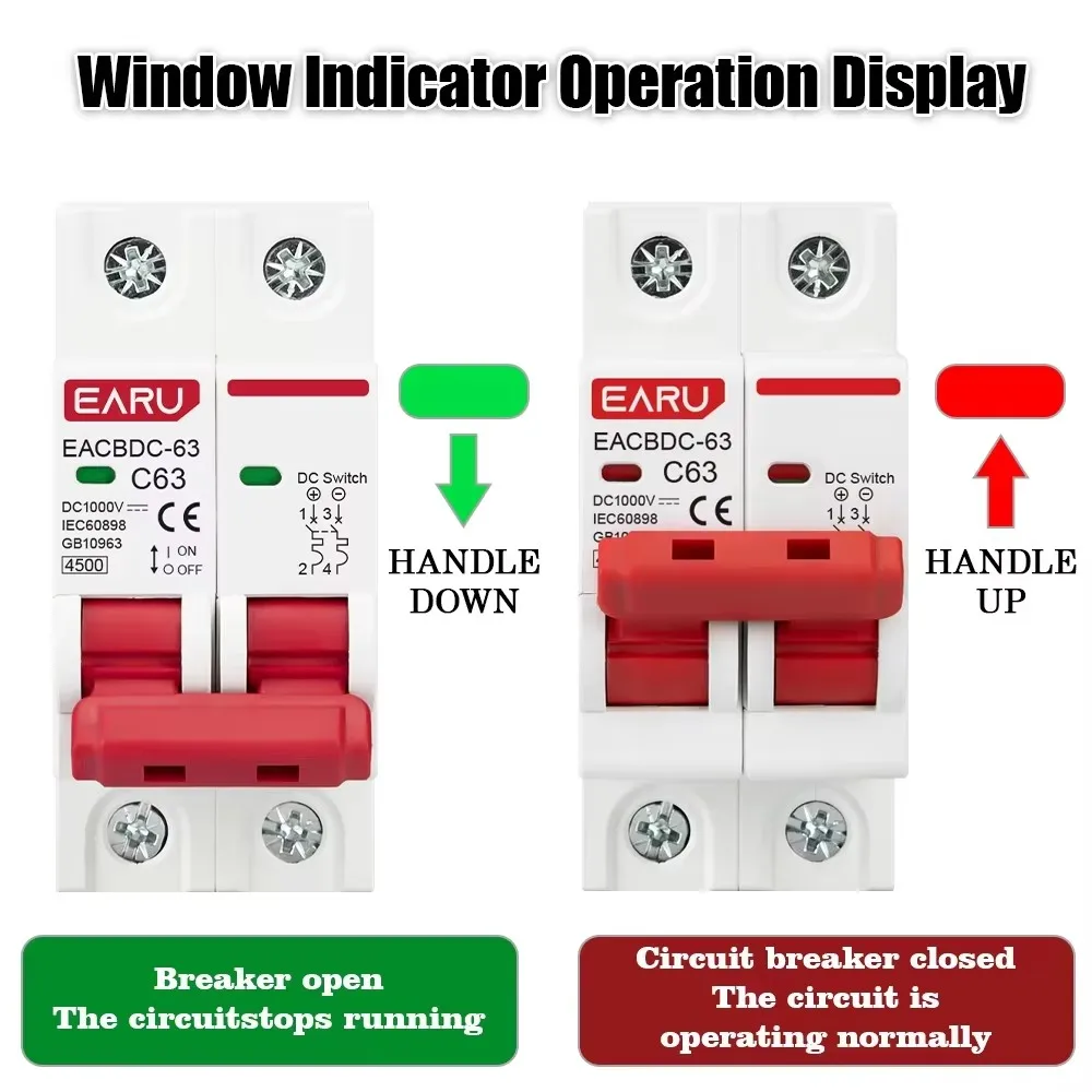 1P 2P 3P 4P DC 1000V MCB Solar Mini Circuit Breaker Overload Protection Switch 6A 10A 16A 20A 25A 32A 40A 50A 63A for PV System