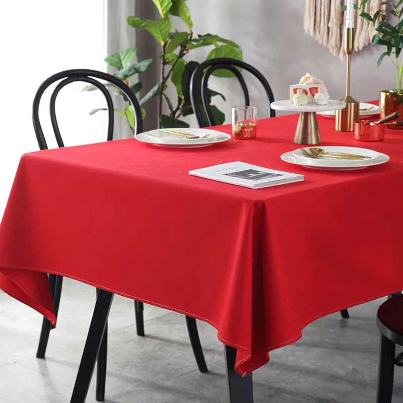Big Red Wedding Tablecloth Tea Table Tablecloth Thickened Fabric Rectangular Festive Party Table Cloth Coffee Table Cover