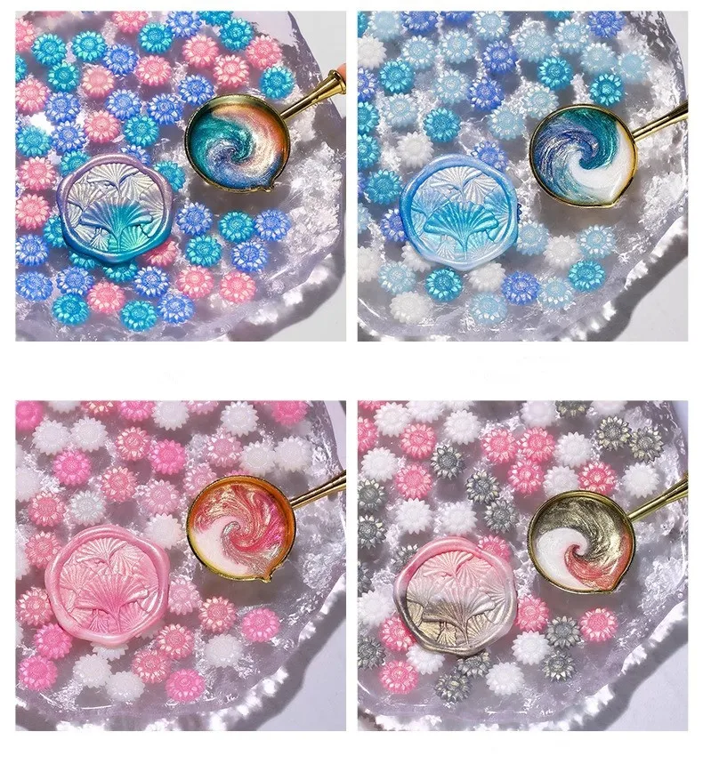 100pcs/bag Aurora Sunflower Mixed Color Sealing Wax Beads, for Wedding Invitations, Envelopes,Wine Gift Packaging