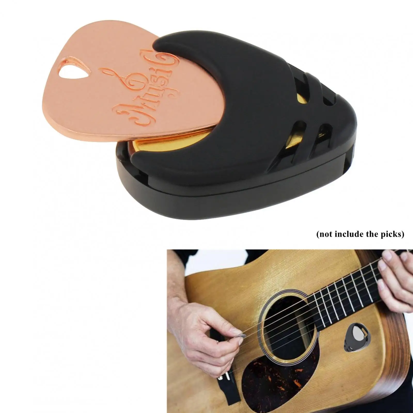 5pcs Guitar Picks Holder Plastic Stick-on Guitar Pick Case Electric Guitar Accessories for Bass Ukulele