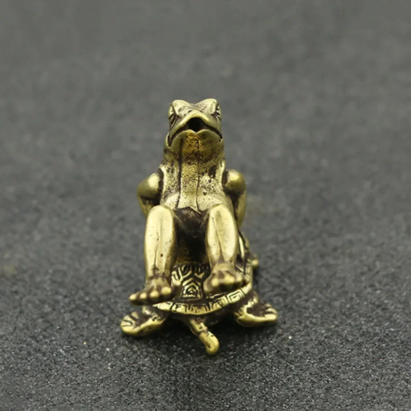 Antique Play Brass Tortoise Frog Miniature Statue Decoration Desk Decoration Home Decoration Bronze Sculpture