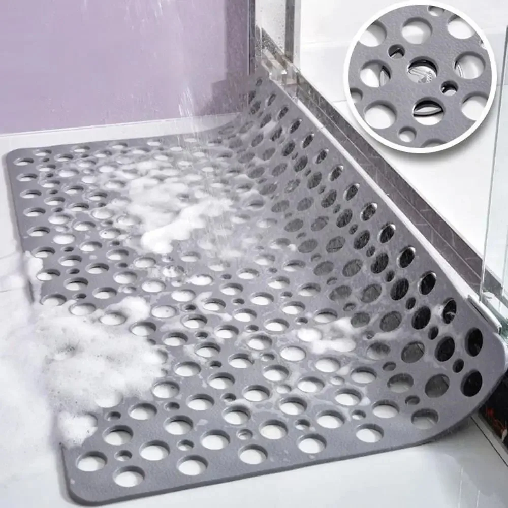Slip Anti Mould Rubber Anti Slip Bath Mat with Drain Holes Machine Washable Antibacterial Resistant Shower Mat for Shower or Tub