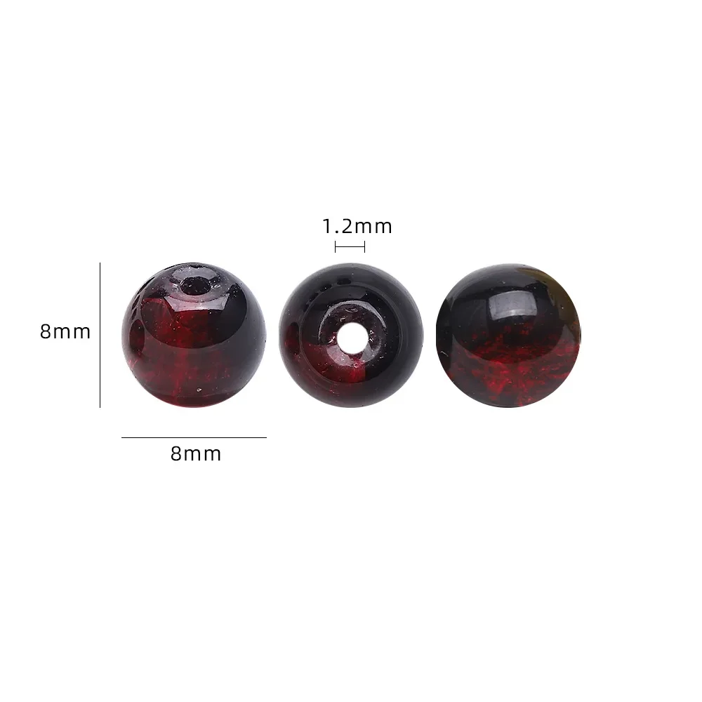 Burst Beads Floral Bead Crystal Glass 8mm100Pcs Two-color Diy Jewelry Accessories Black And Red Christmas Gift Making Materials